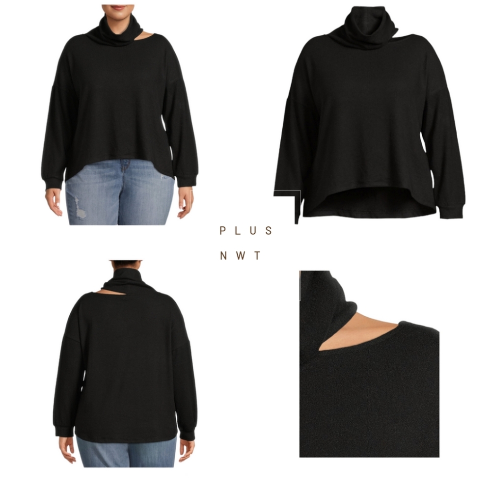 Nwt Cut out shoulder black sweater size 1x